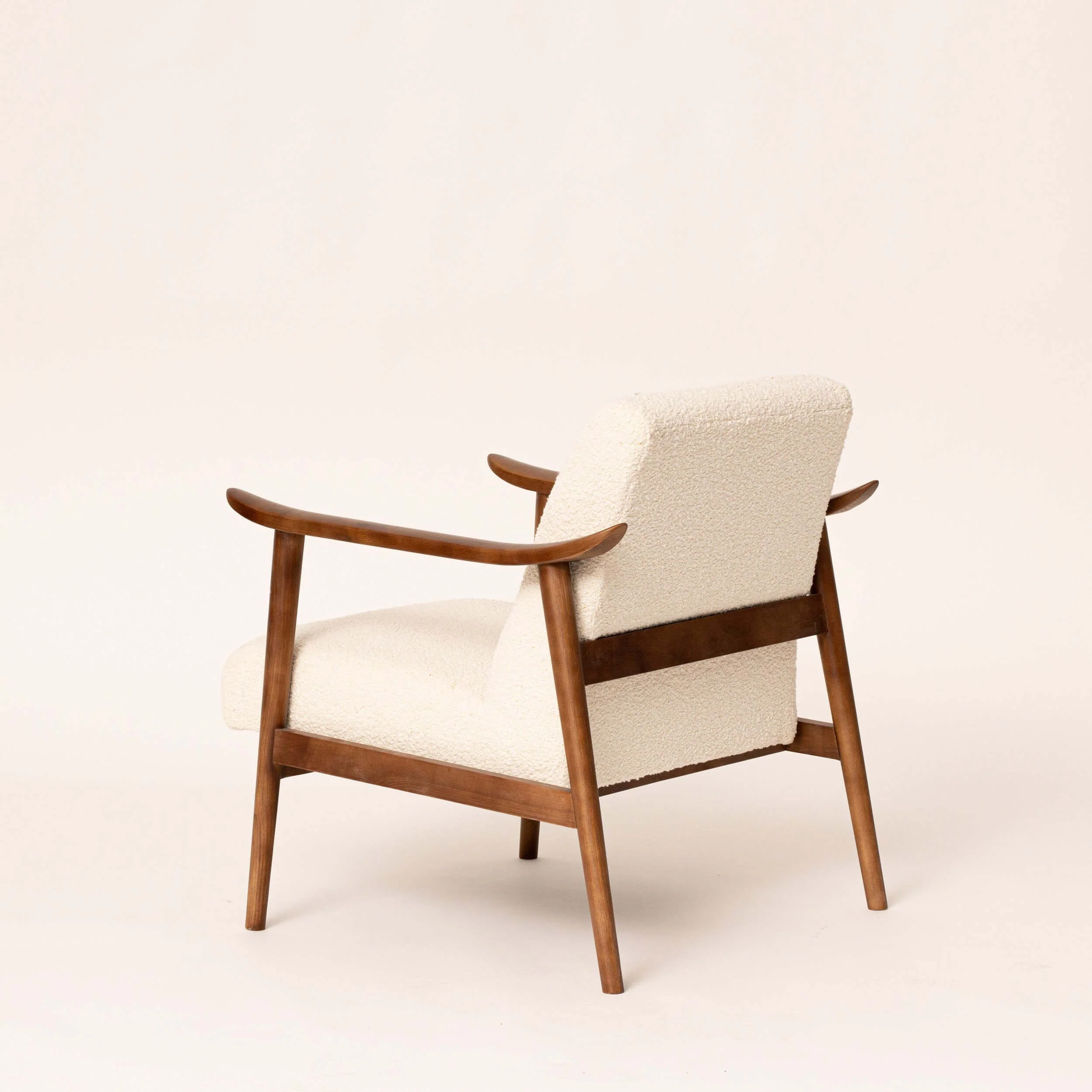 Boucle & Walnut Armchair - Image 3