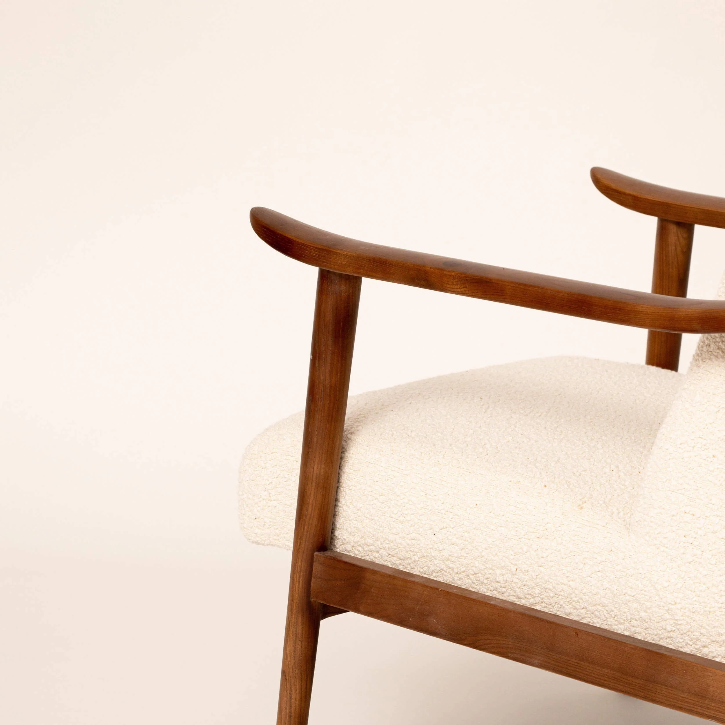 Boucle & Walnut Armchair - Image 4
