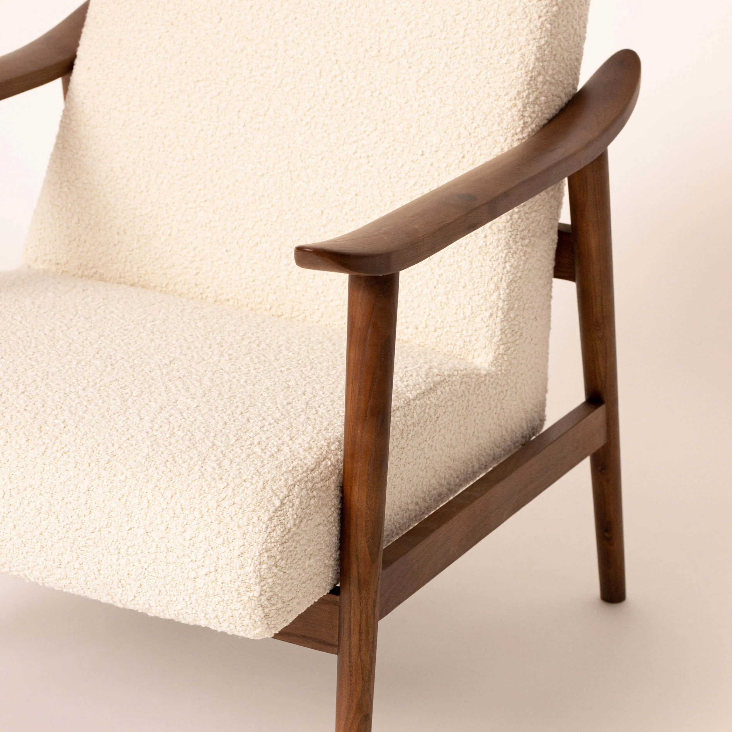 Boucle & Walnut Armchair - Image 8