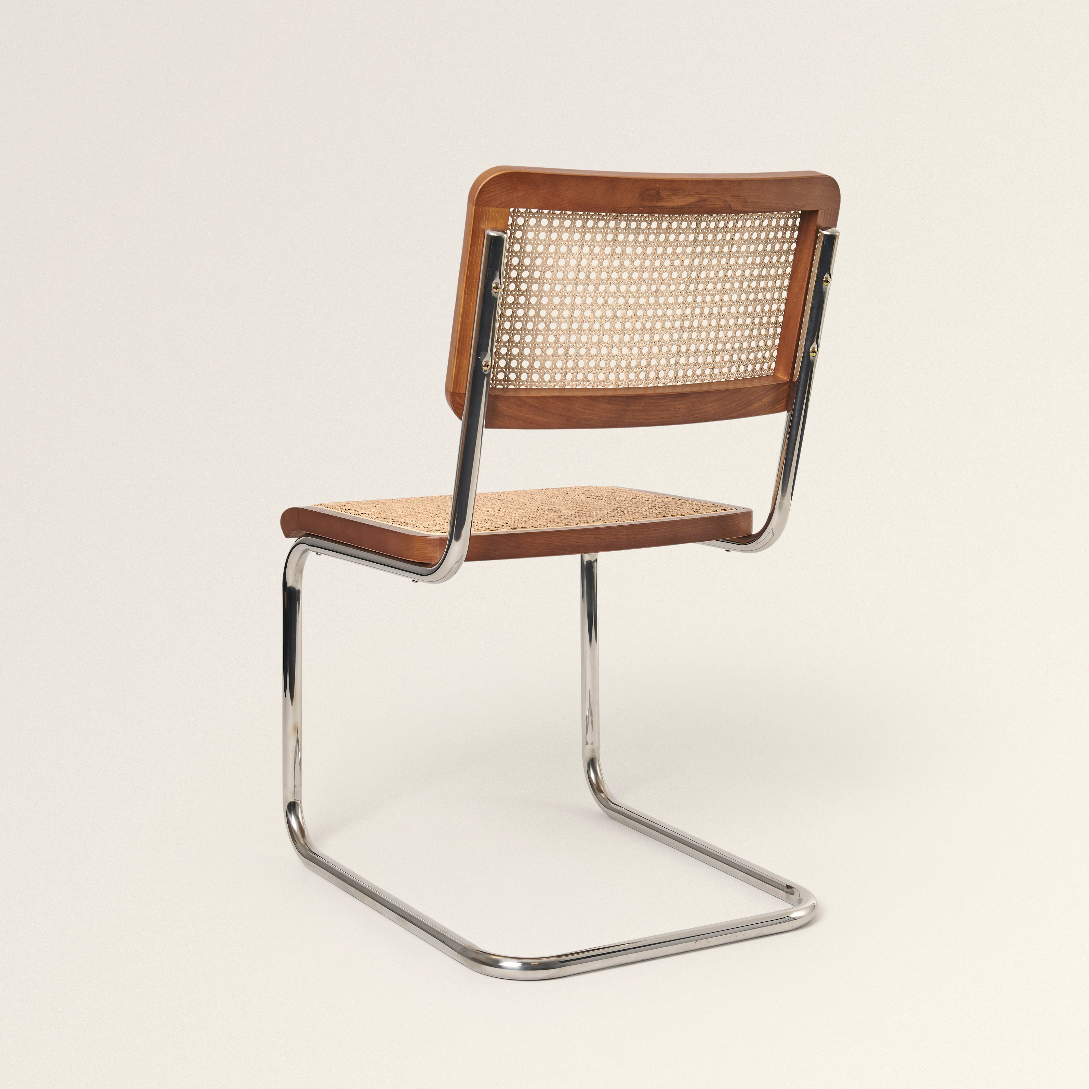 Chrome & Cane Dining Chair - Dark Oak - Image 4