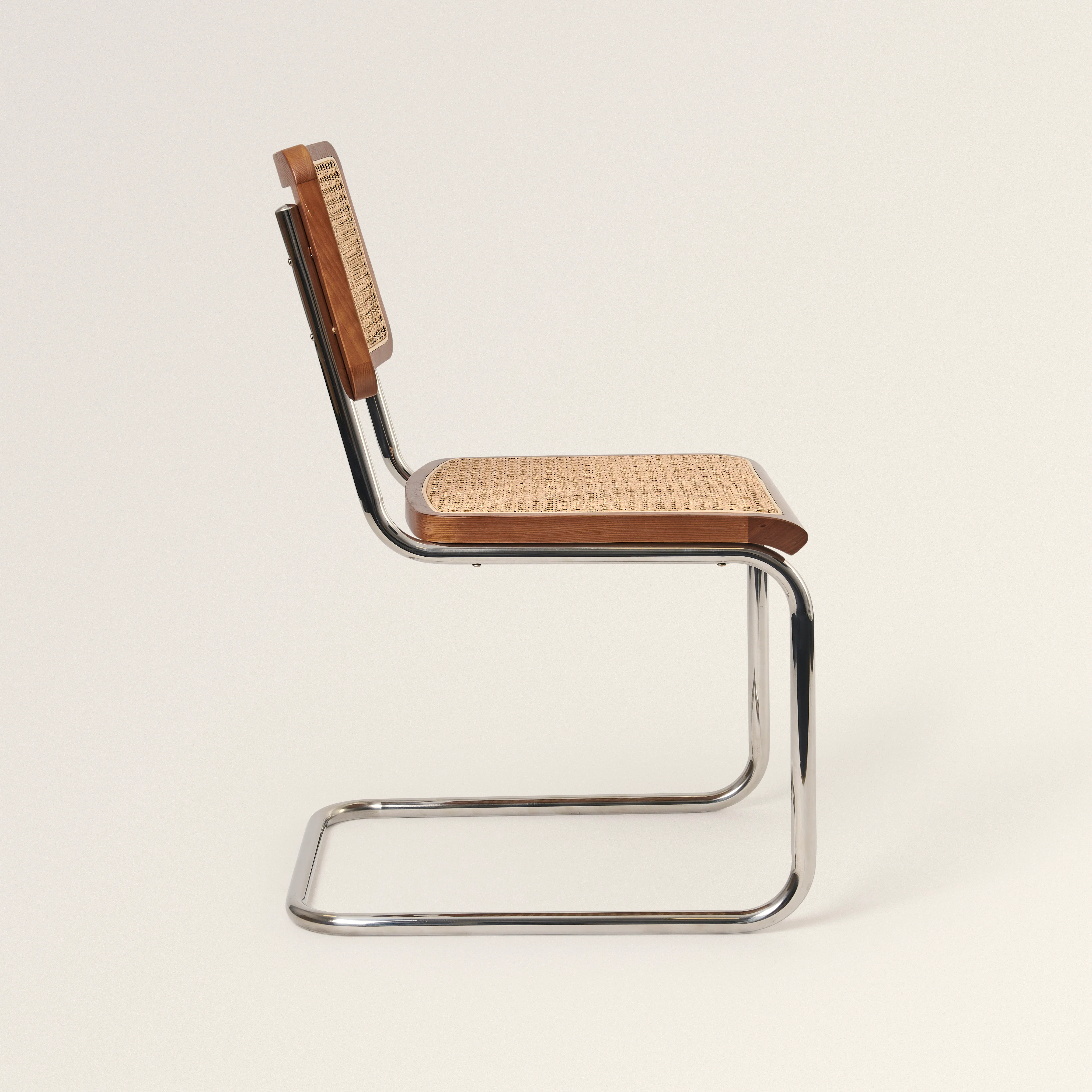 Chrome & Cane Dining Chair - Dark Oak - Image 5