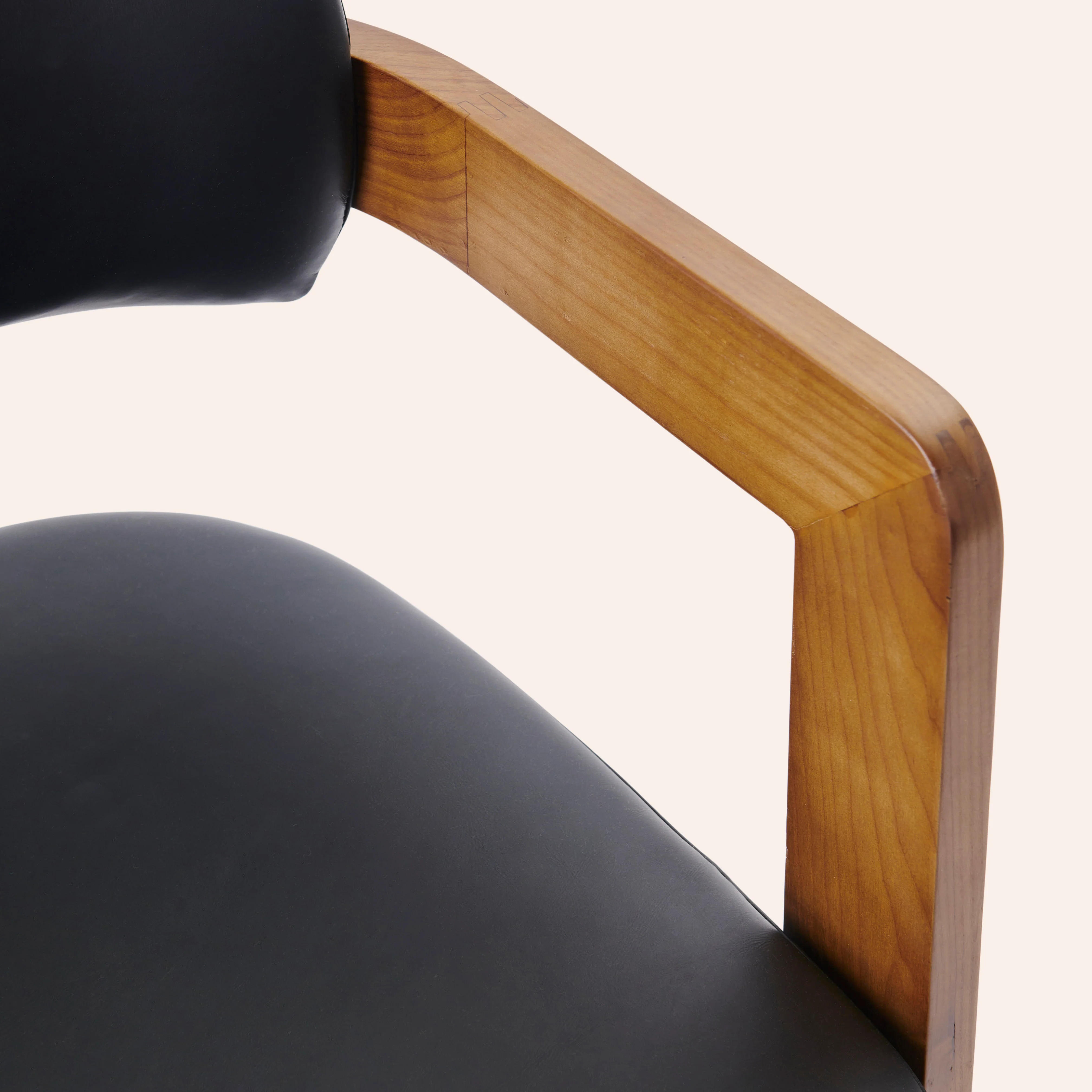 Curved Walnut Dining Chair - Leather - Image 11