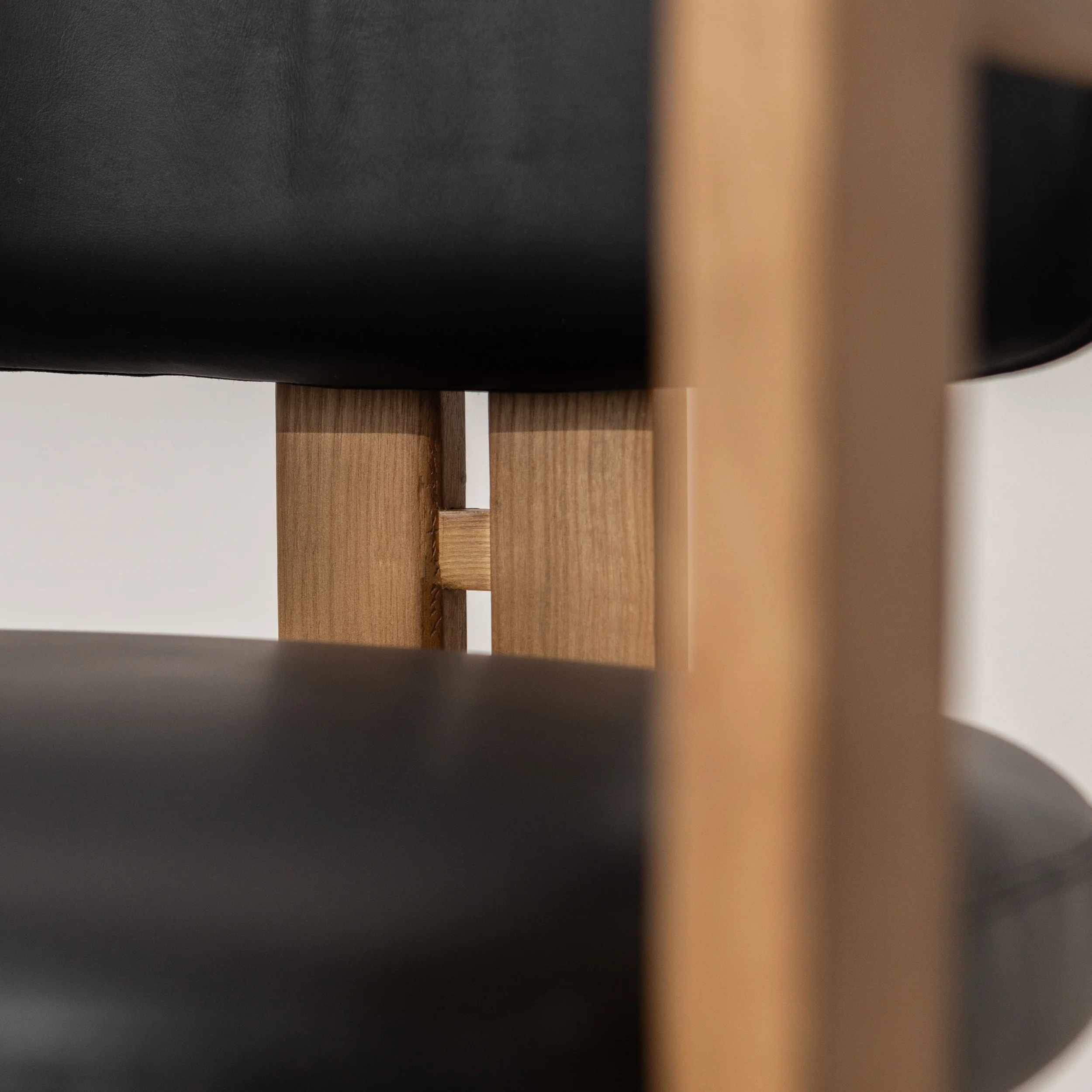 Curved Walnut Dining Chair - Leather - Image 14