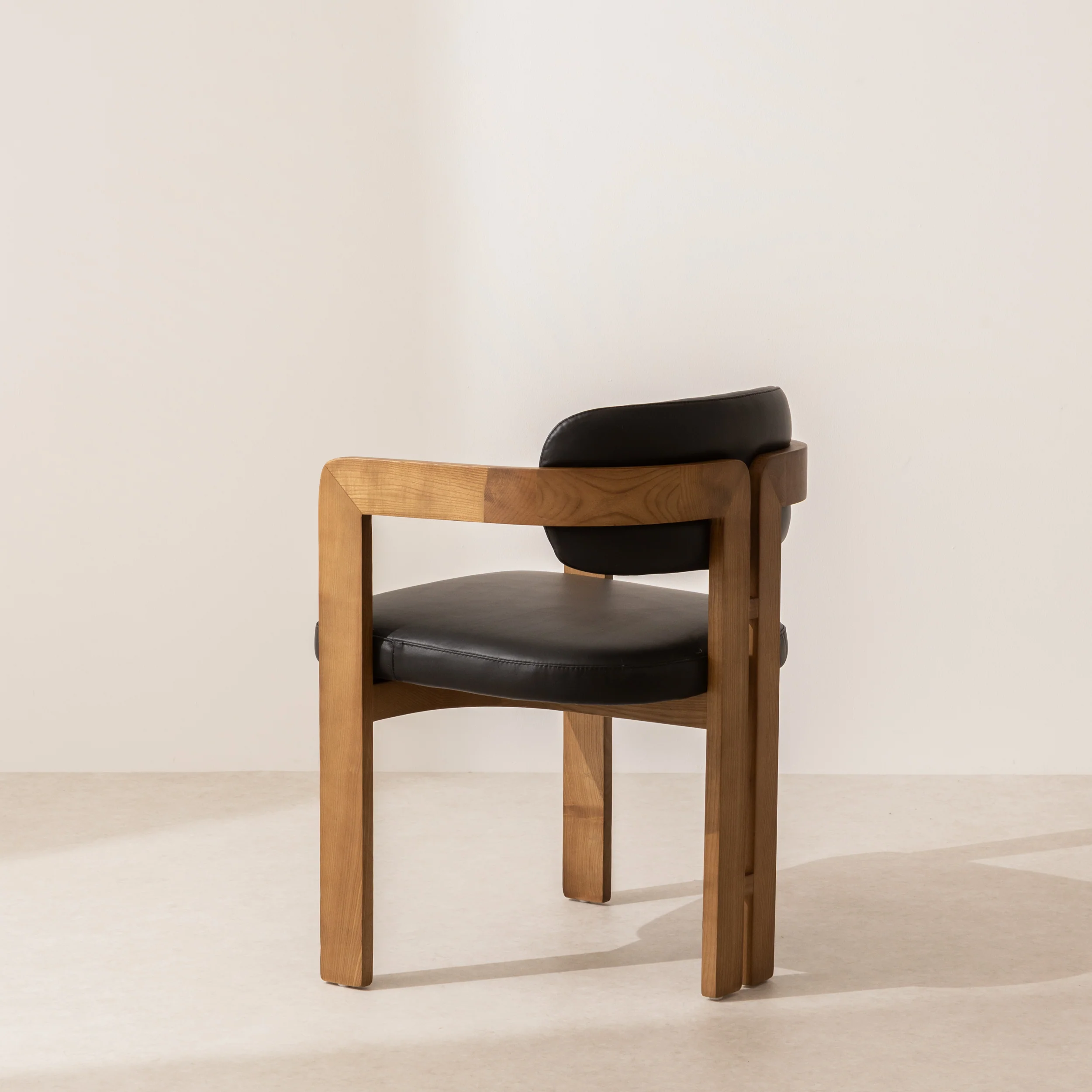 Curved Walnut Dining Chair - Leather - Image 5