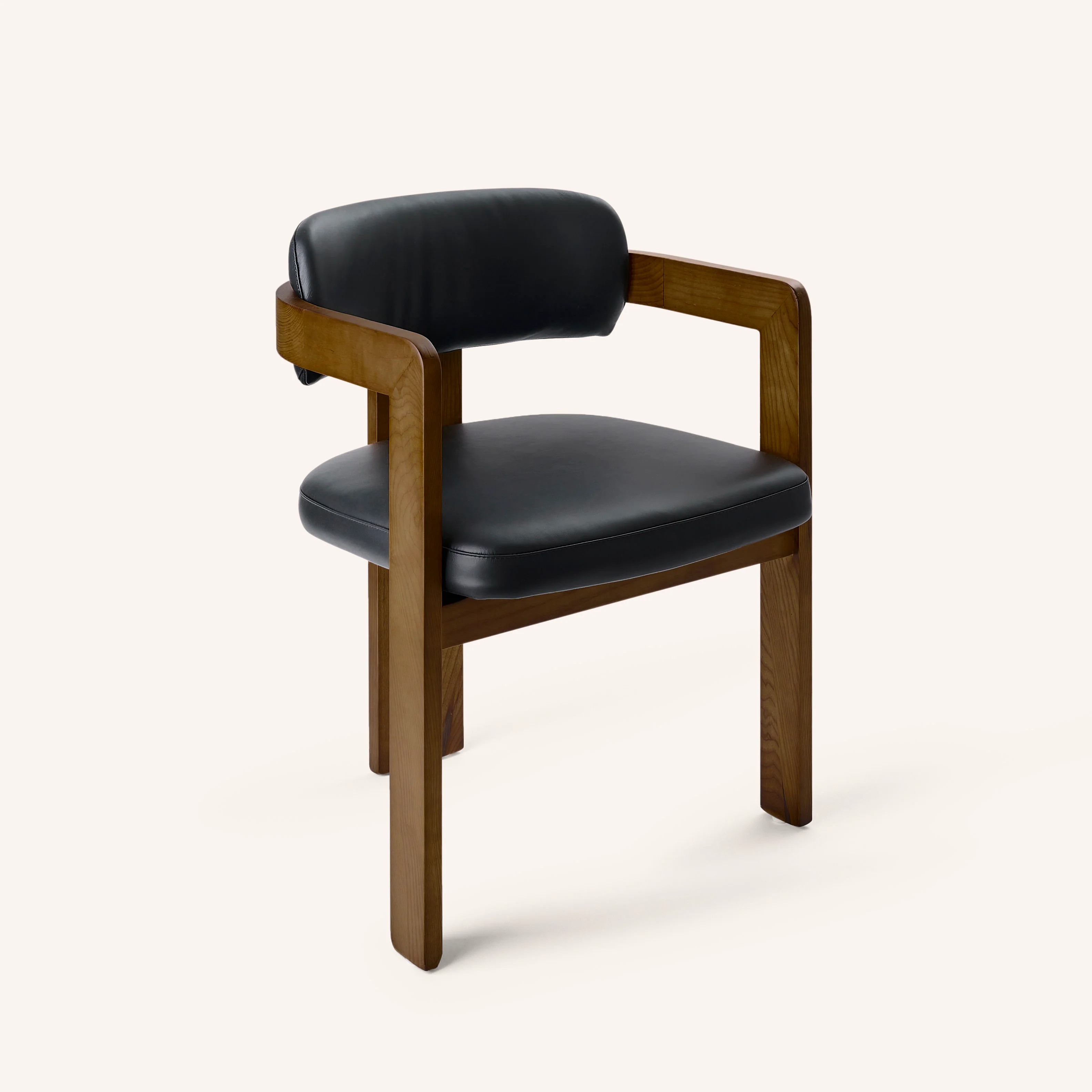 Curved Walnut Dining Chair - Leather - Image 6