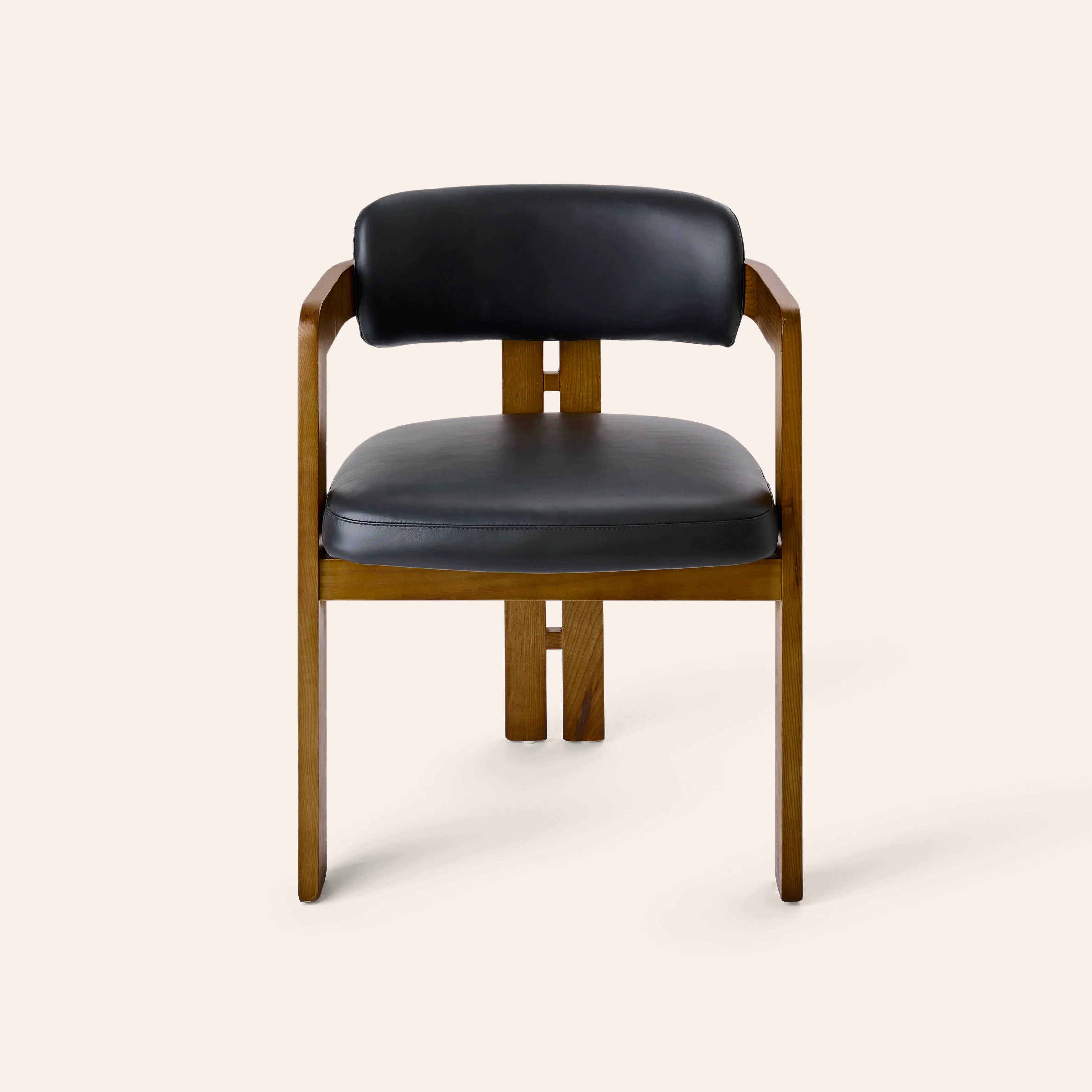 Curved Walnut Dining Chair - Leather - Image 8