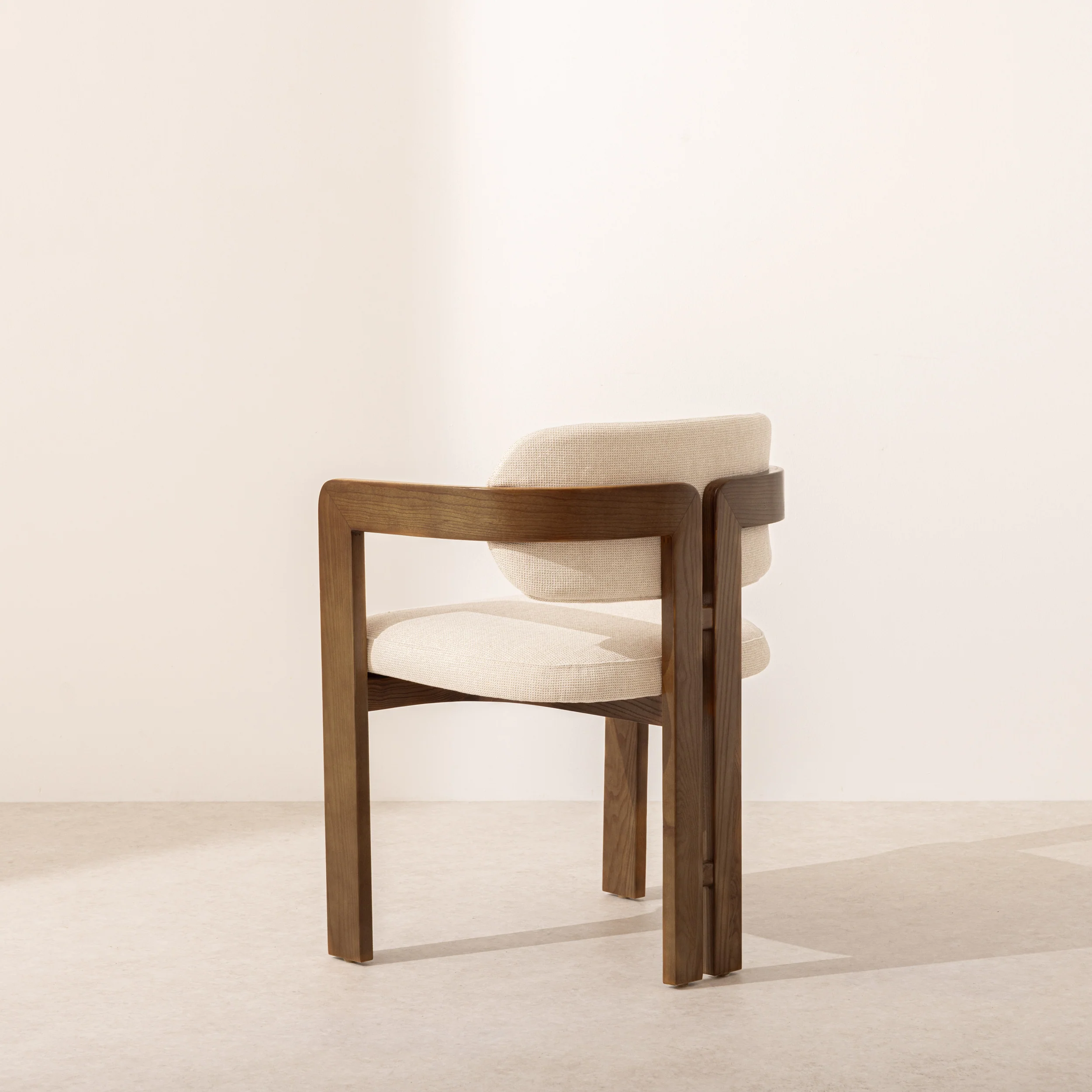 Curved Walnut Dining Chair - Canvas - Image 3