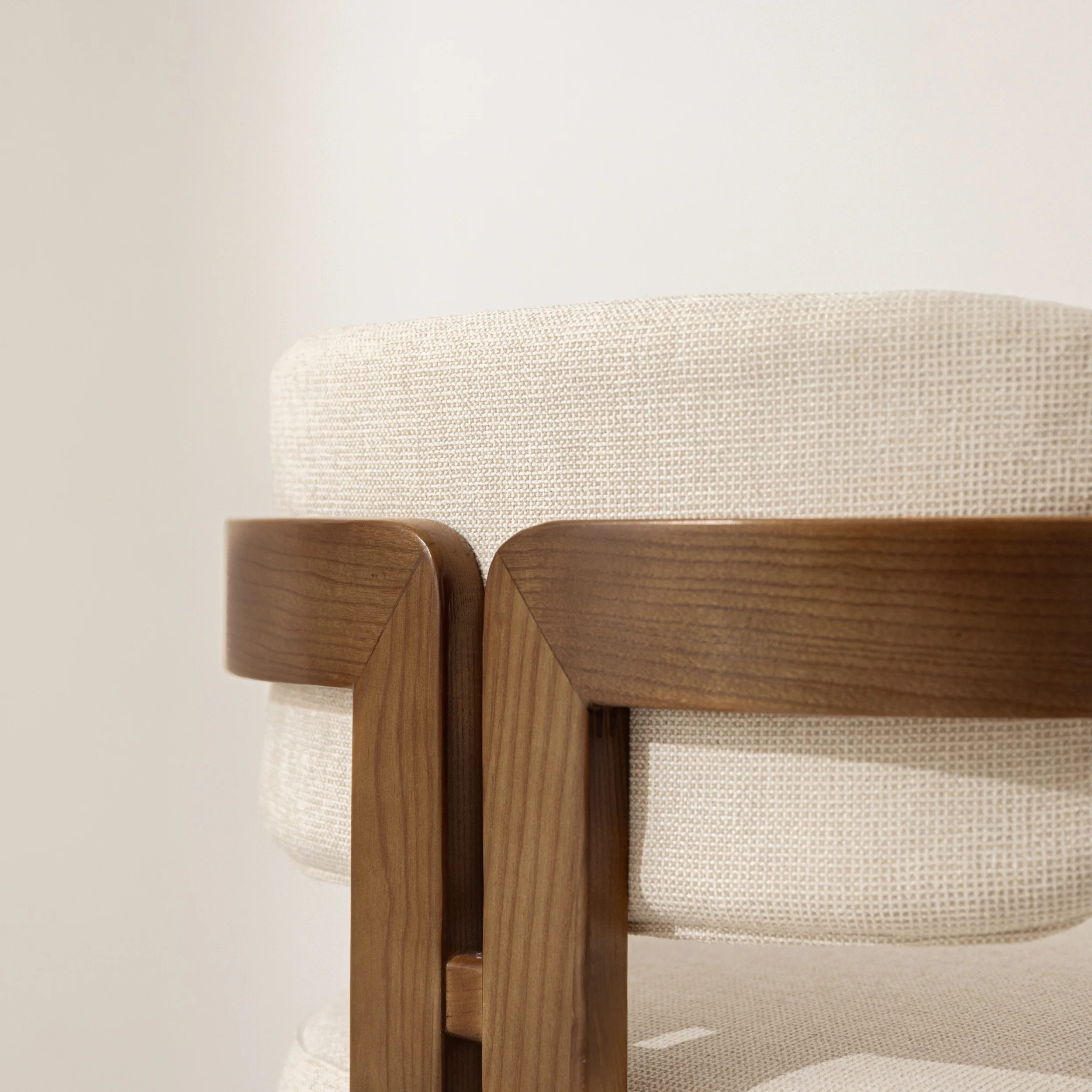 Curved Walnut Dining Chair - Canvas - Image 4