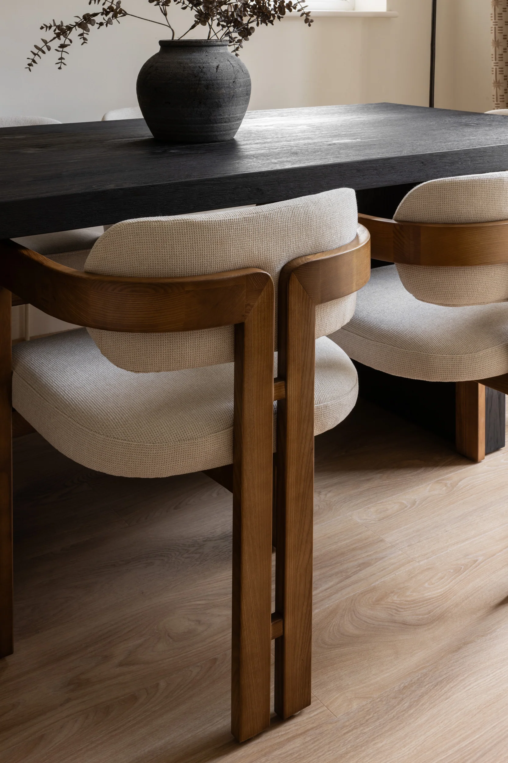 Curved Walnut Dining Chair - Canvas - Image 5