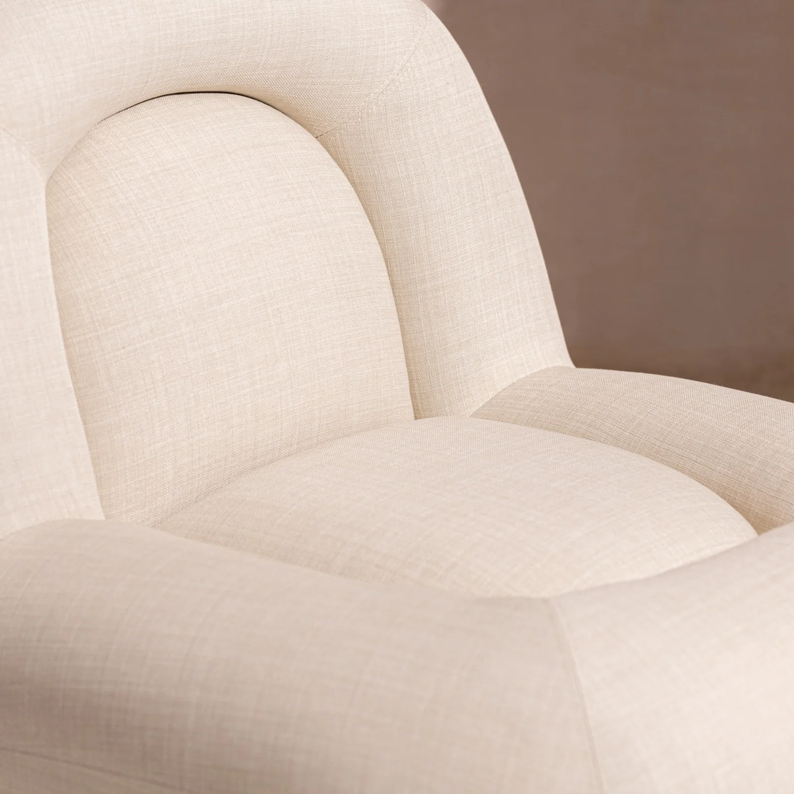 Linen Lounge Chair with Walnut Plinth - Image 3