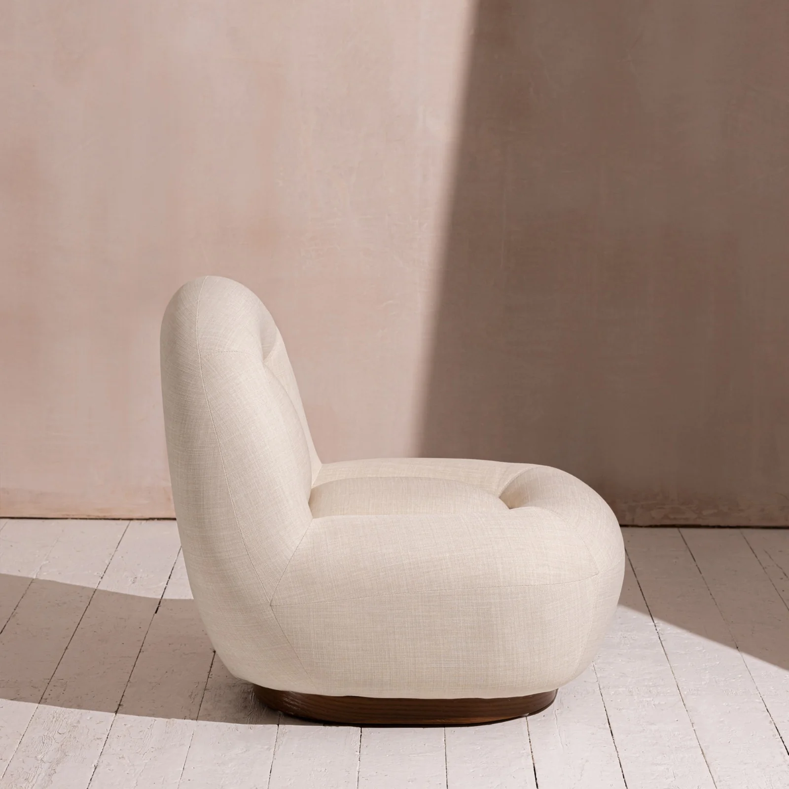 Linen Lounge Chair with Walnut Plinth - Image 4