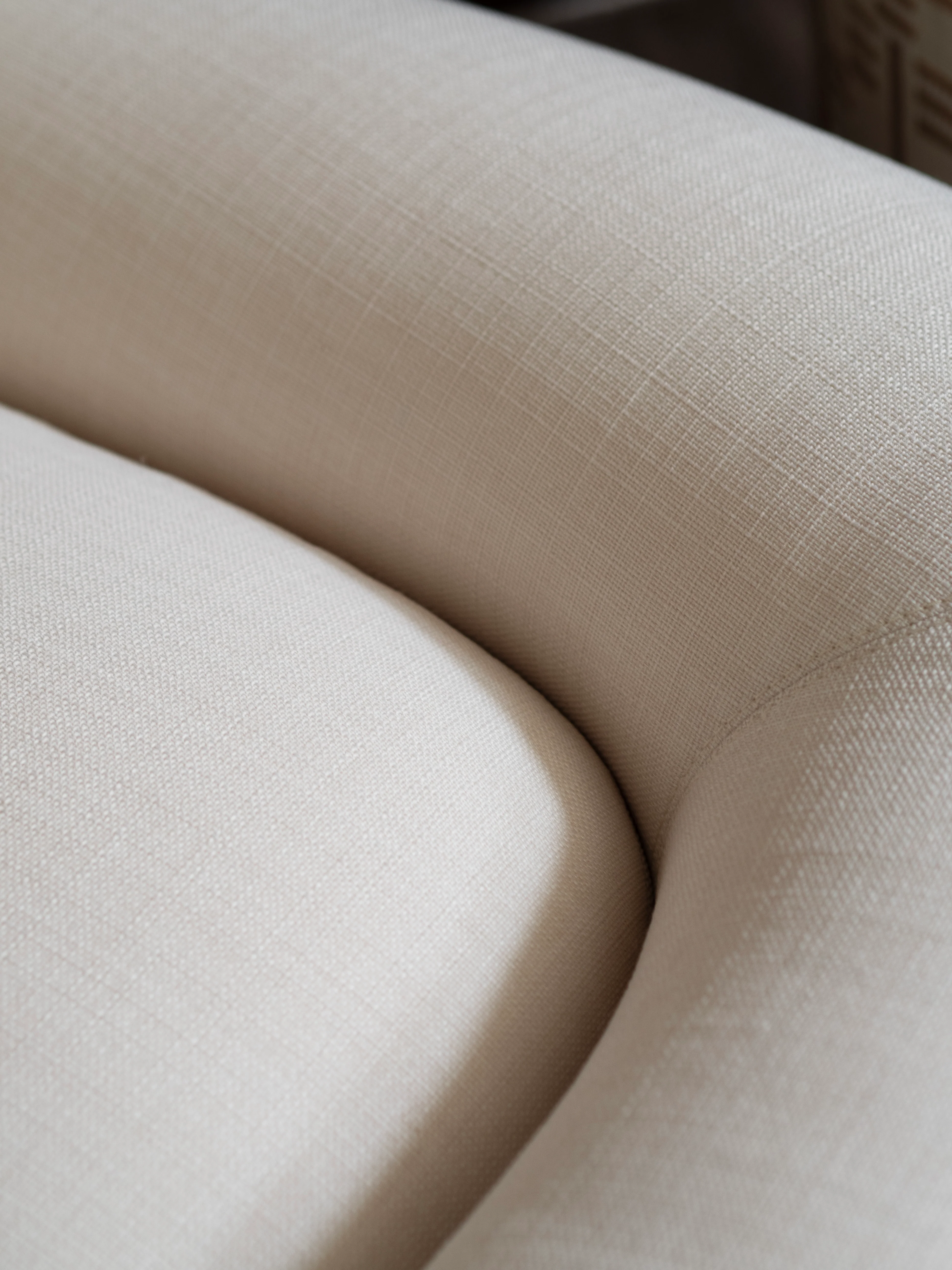 Linen Lounge Chair with Walnut Plinth - Image 5