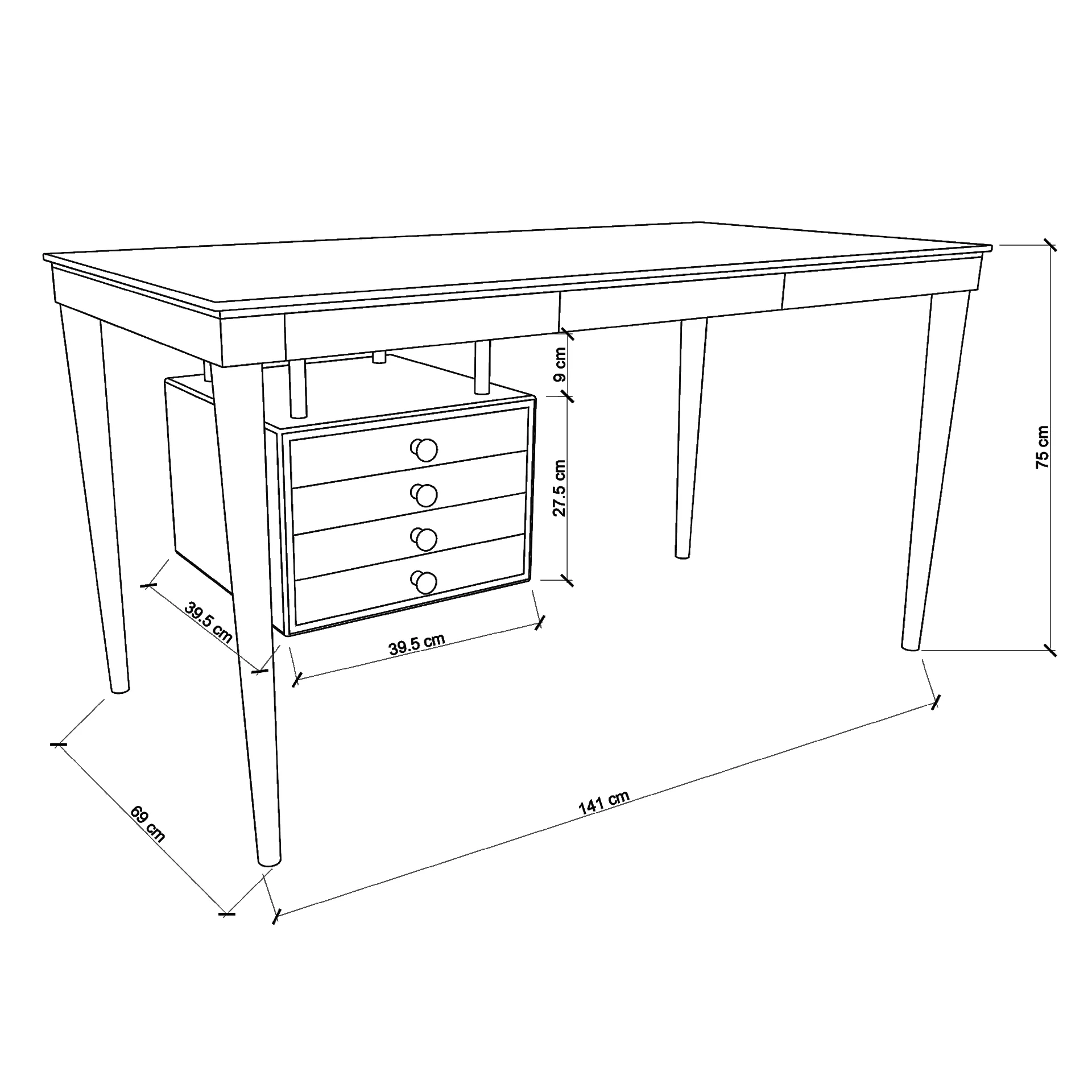 Timber Desk with Drawers - Image 12