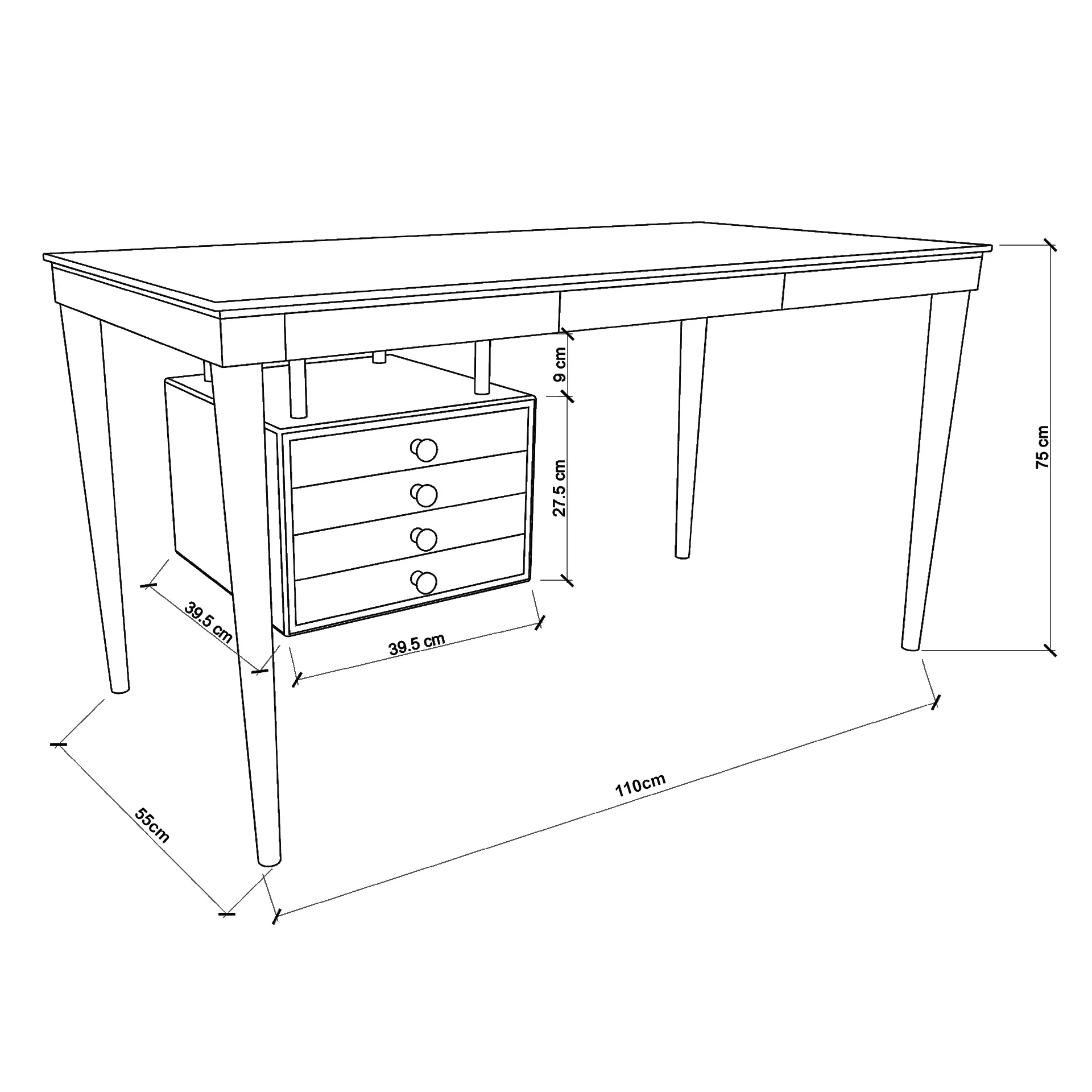 Timber Desk with Drawers - Image 13